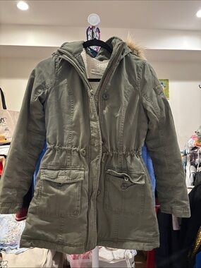 Abercrombie Kids Olive Green Hooded Parka Jacket